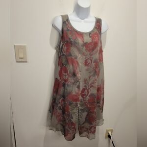New pretty angel size s silk blend green boho shift dress floral